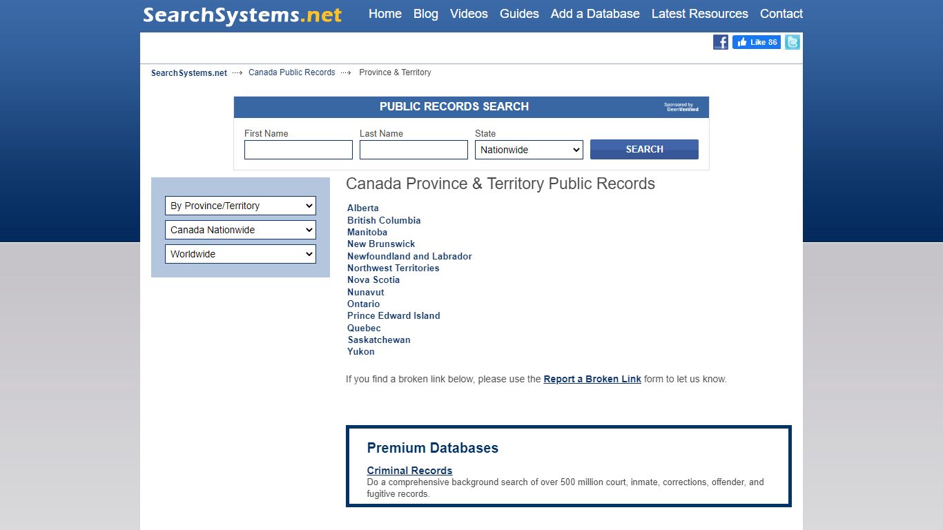 Canada Public Records | Provinces and Territories